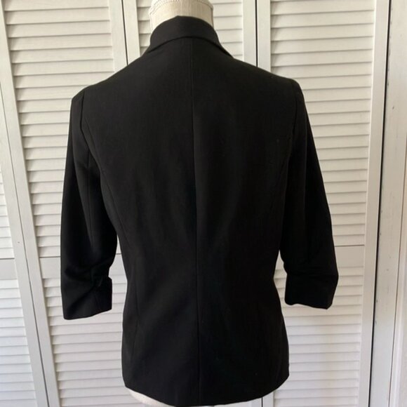 LOVE CULTURE Black‎ Blazer size M 3/4 sleeves with gathered details fully lined - Picture 5 of 7
